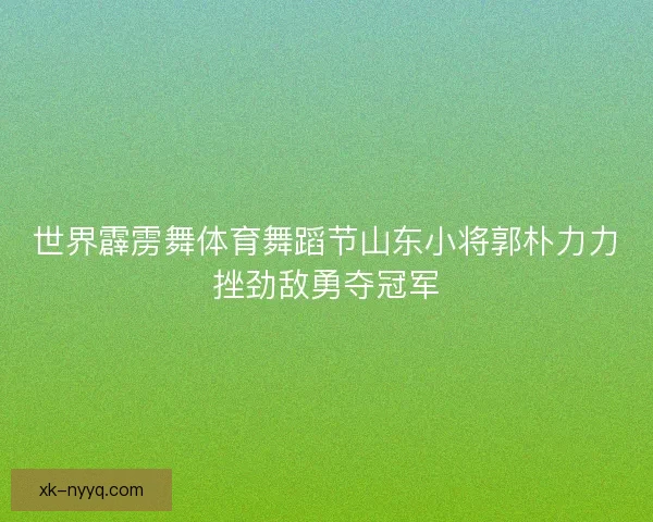 世界霹雳舞体育舞蹈节山东小将郭朴力力挫劲敌勇夺冠军