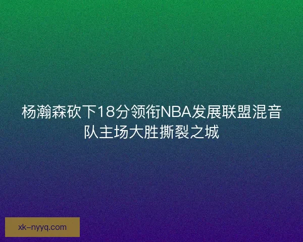 杨瀚森砍下18分领衔NBA发展联盟混音队主场大胜撕裂之城