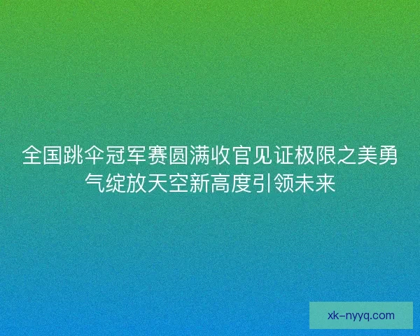 全国跳伞冠军赛圆满收官见证极限之美勇气绽放天空新高度引领未来